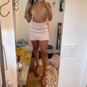 Ruffle Ruched Mini Skirt